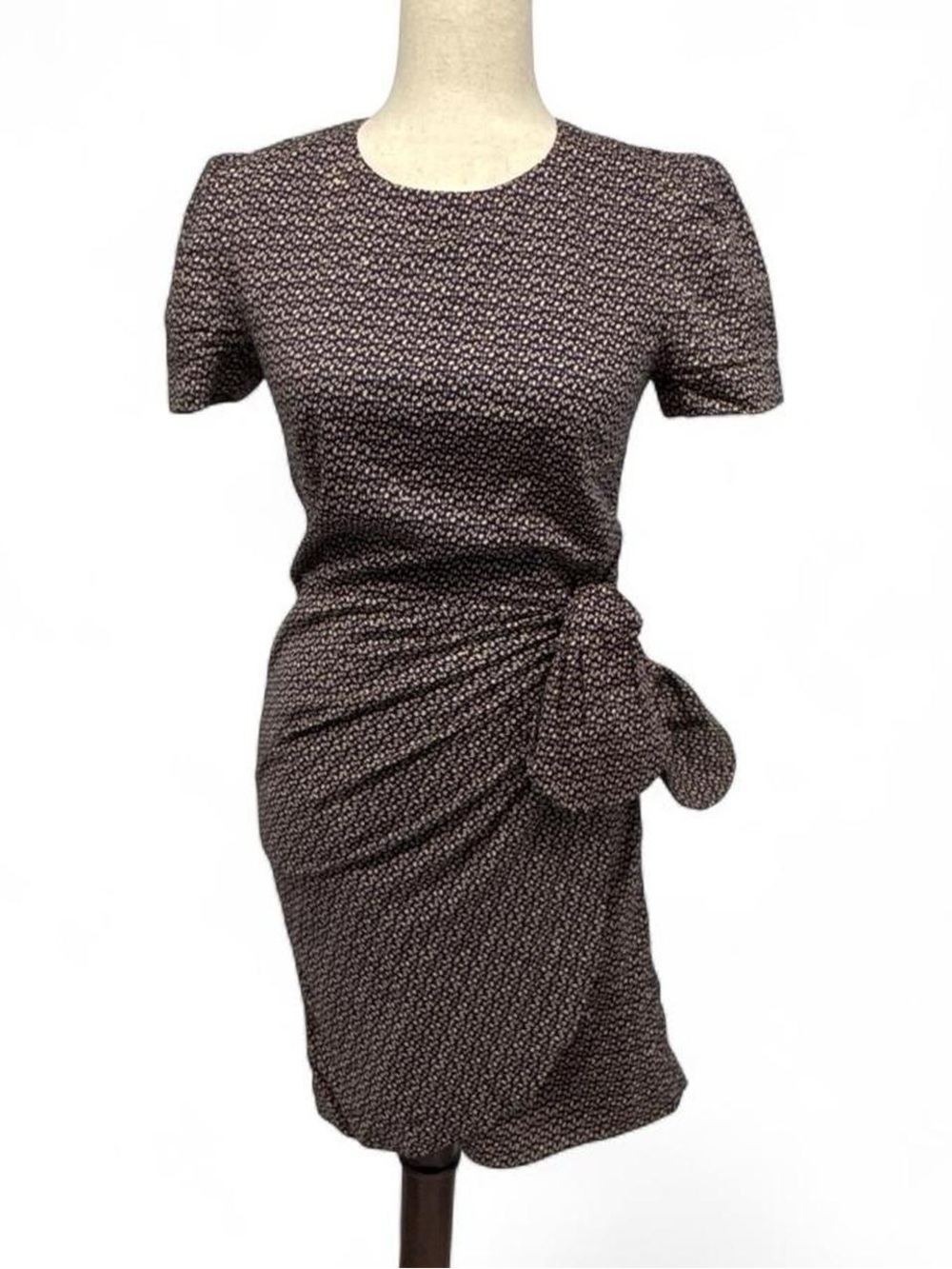Emily and fin100% cotton Navy and tan abstract dot print mini dress size XS
